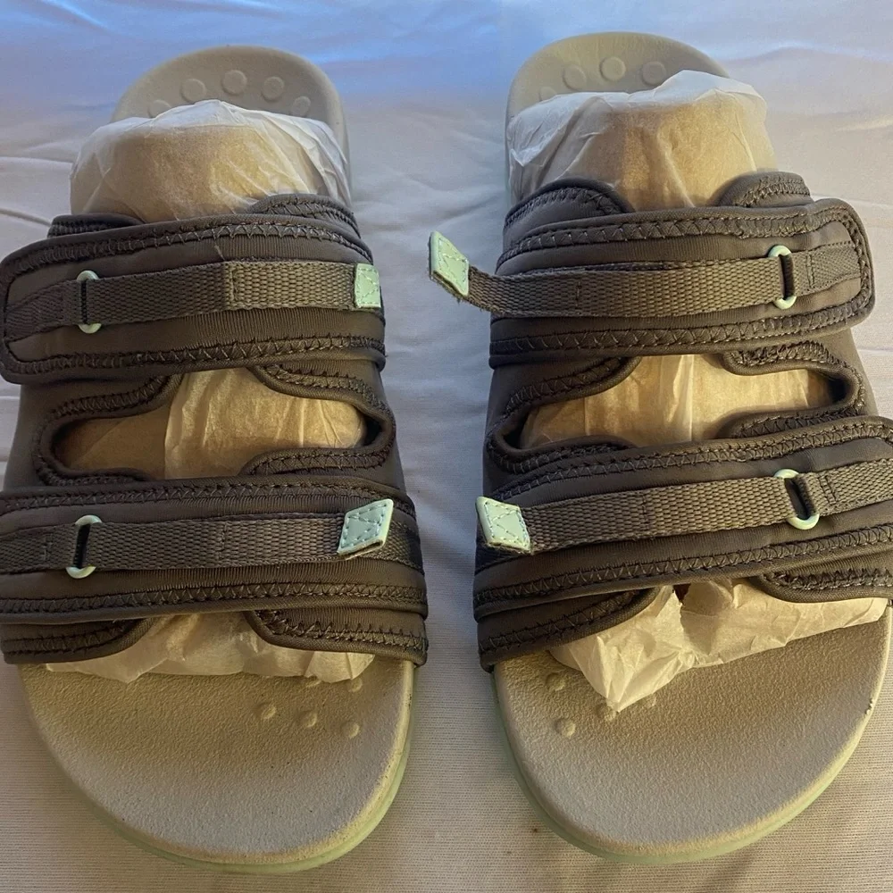 Vionic Sarah Adjustable Double Strap Slides Sandals Grey Blue Size 8.5 New - Picture 3 of 10